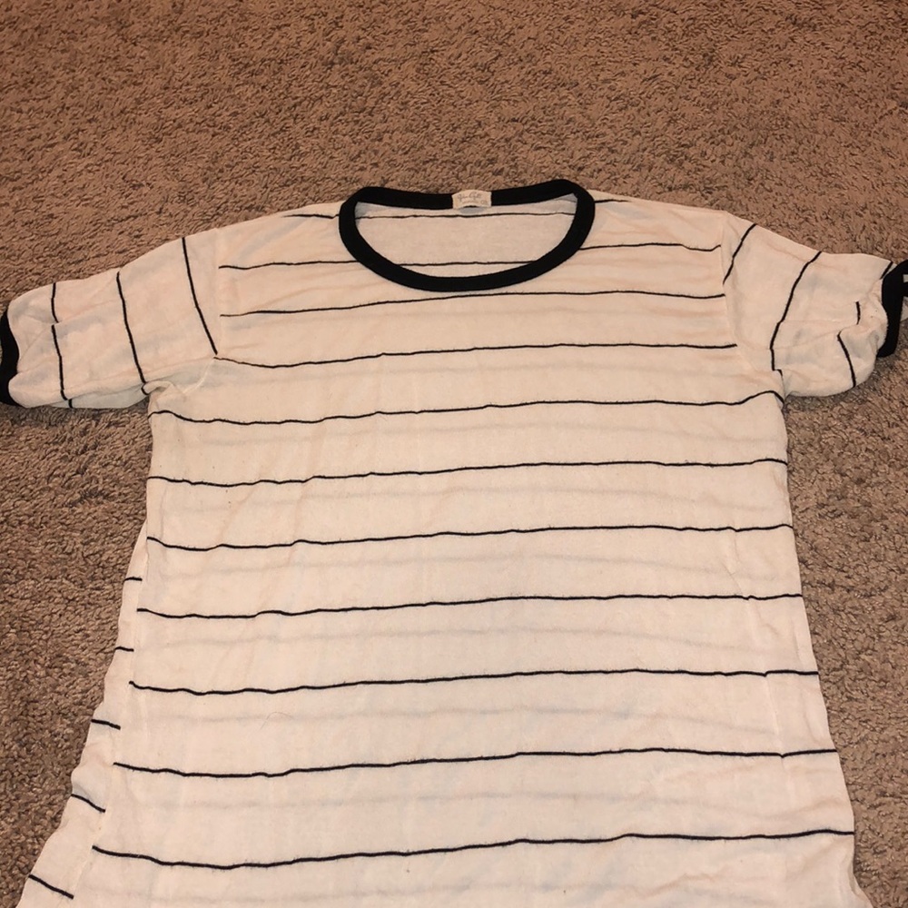 Brandy Melville White and Black Striped Shirt